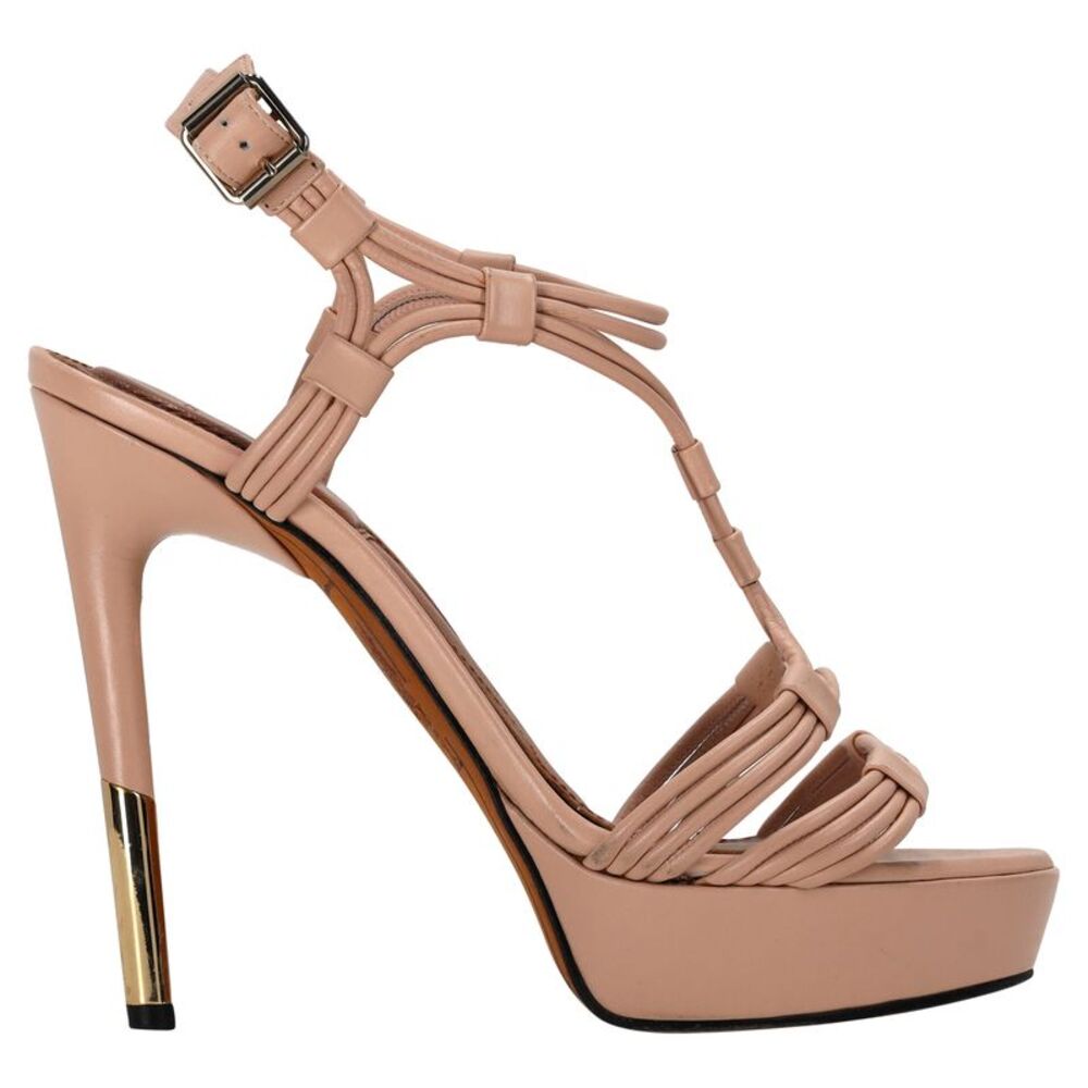 Givenchy T-Strap Platform Sandals in Beige Leather